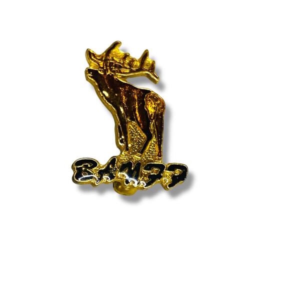 Vintage Banff Canada Resin Moose Elk Lapel Pin 1" Goldtone - Picture 6 of 6